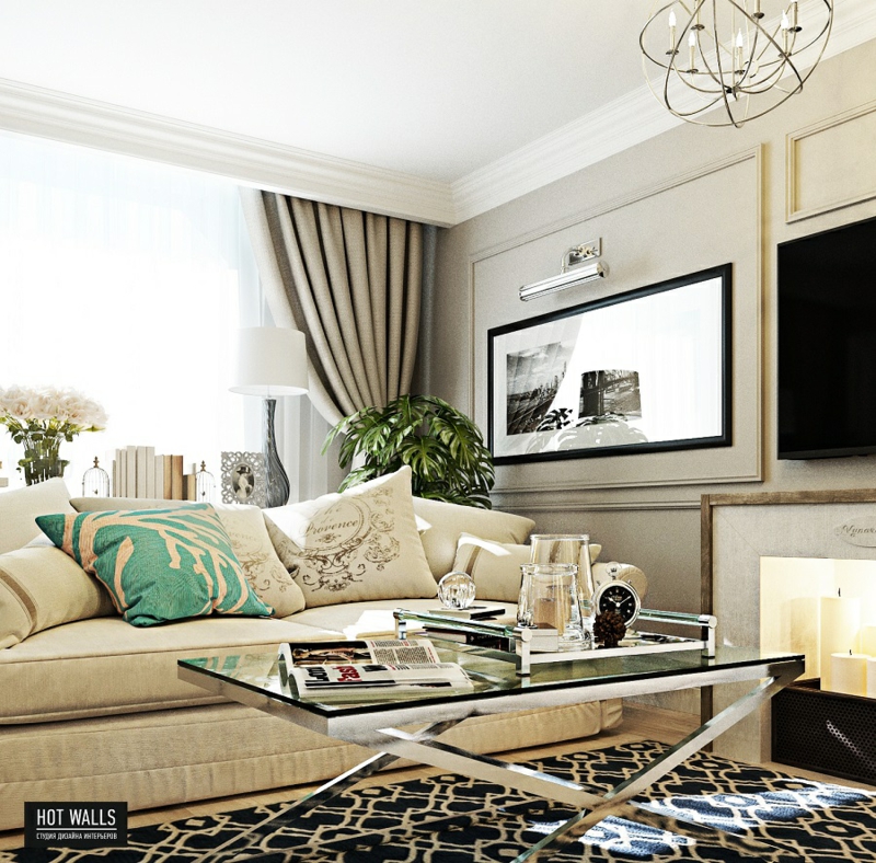 Wohnzimmer einrichten Beispiele Sofa Inneneinrichtung Ideen