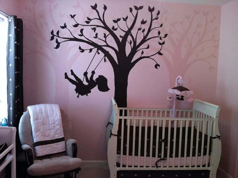 braune Wandfarbe Kinderzimmer Braun Rosa Wandgestaltung mit Farbe