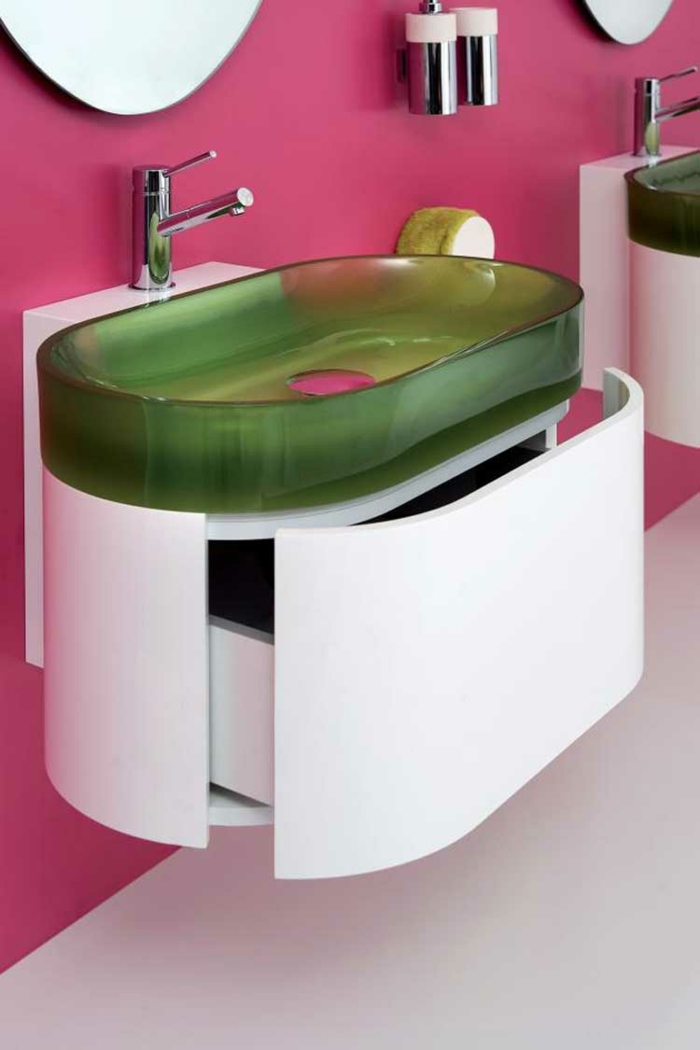 designer waschbecken grünes glas bilinterior