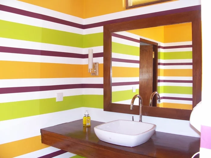 einrichtungsideen badezimmer wandgestaltung farbige streifen
