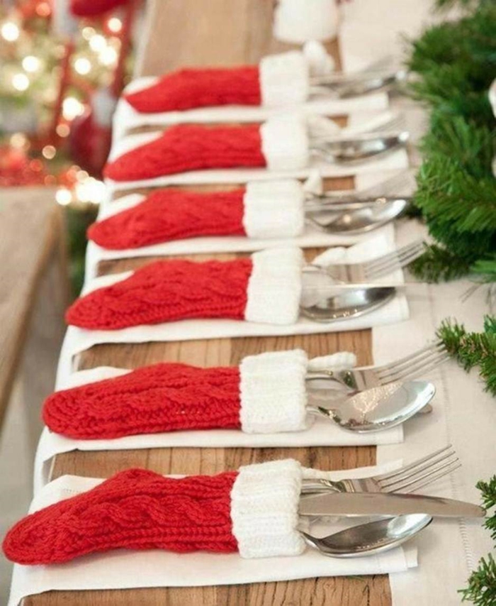 festliche Tischdeko Weihnachten Bestecktaschen Weihnachtssocken