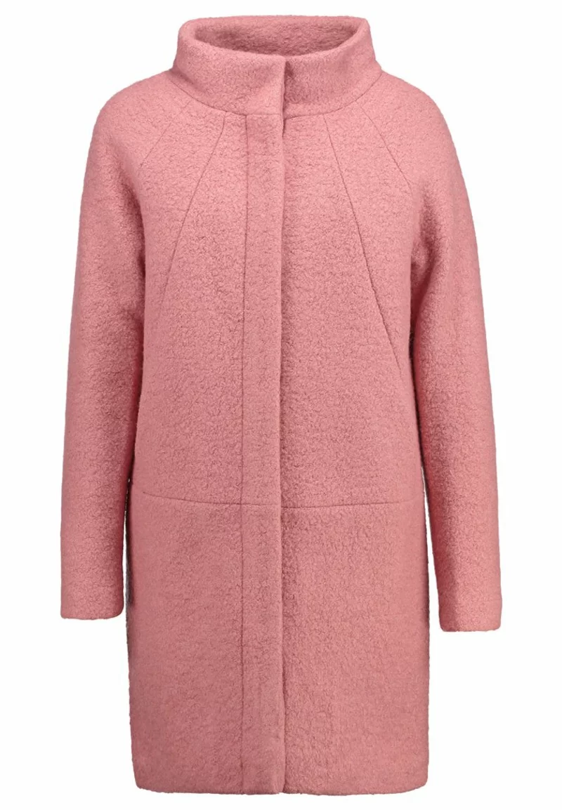 ichi udia ja Wollmantel Wintermantel Damen in rosa mit Stehkragen warme Winteroberbekleidung 