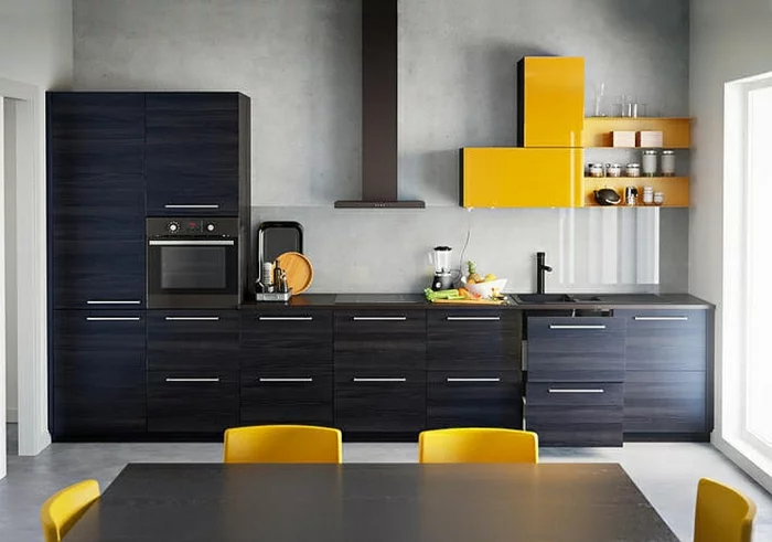 ikea küchen modern 2015 dunkles holz fronten gelbe akzente decoist