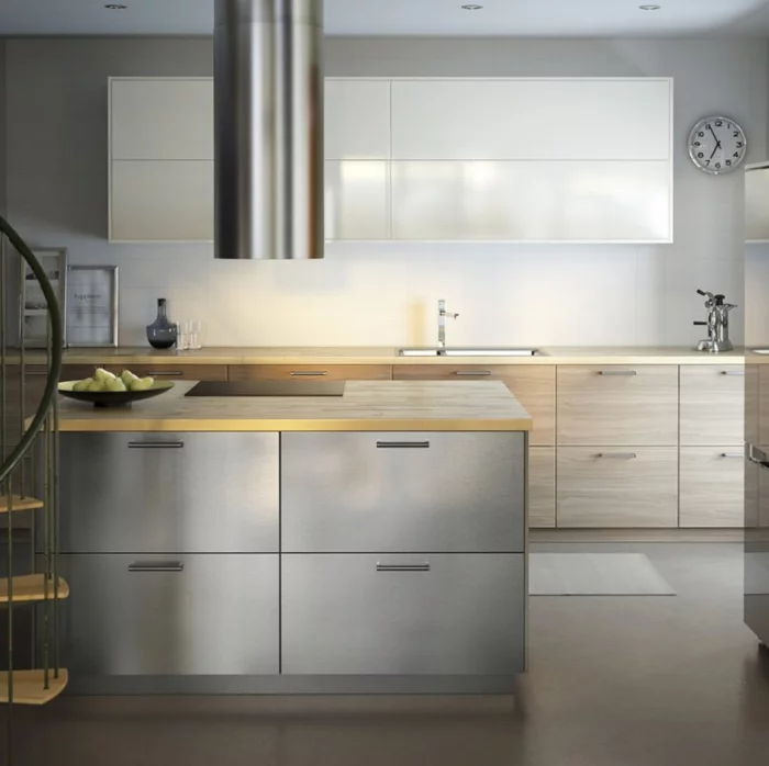 ikea küchen modern 2015 helles holz fronten arbeitsfläche modulare küche