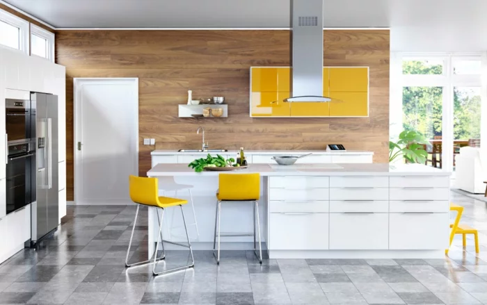 ikea küchen modern 2015 wei  gelb minimalistischer stil hochglanz fronten sektion