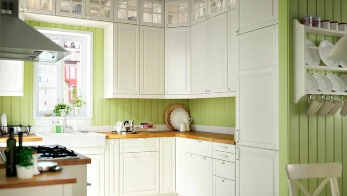 ikea küchen traditionelles design neu metod grün weiße schränke fronten