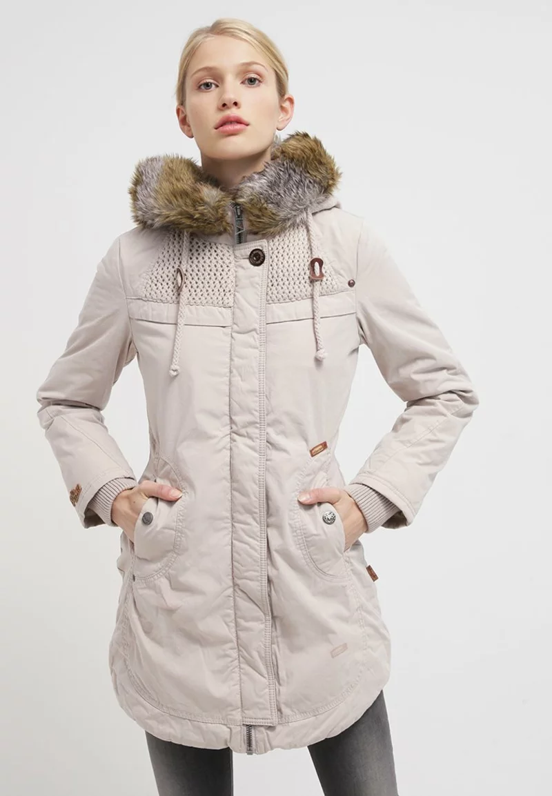 khujo Wintermantel callie Parka weiß warme Winteroberbekleidung für modebewusste Frauen 