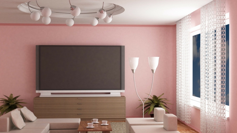 moderne wandfarben rosa wohnzimmer wände streichen