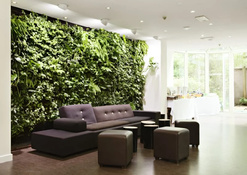 nachhaltige Ideen für kreative Wandgestaltung Wohnzimmer vertikaler Garten