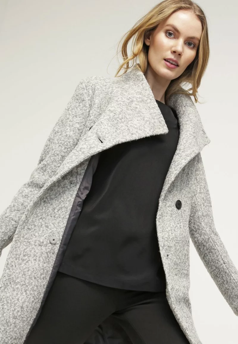 only Wintermantel Damen Wollmantel in Grau sehr elegantes Modell für modebewusste Frauen 