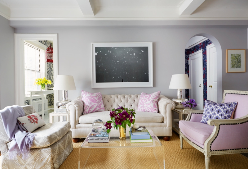 schöne wandfarben ideen wohnzimmer wandfarbe lila grau