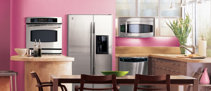 wandfarbe küche rosa kleine küche einrichten essbereich gestalten