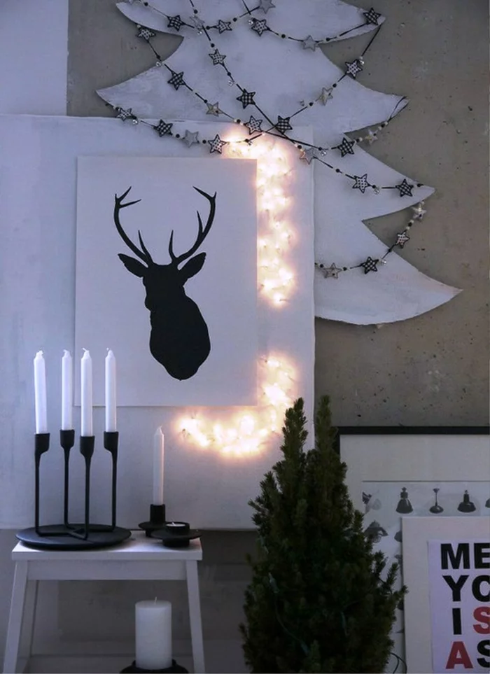 weihnachtsdeko ideen skandinavischer stil kerzen weihnachtsbaum
