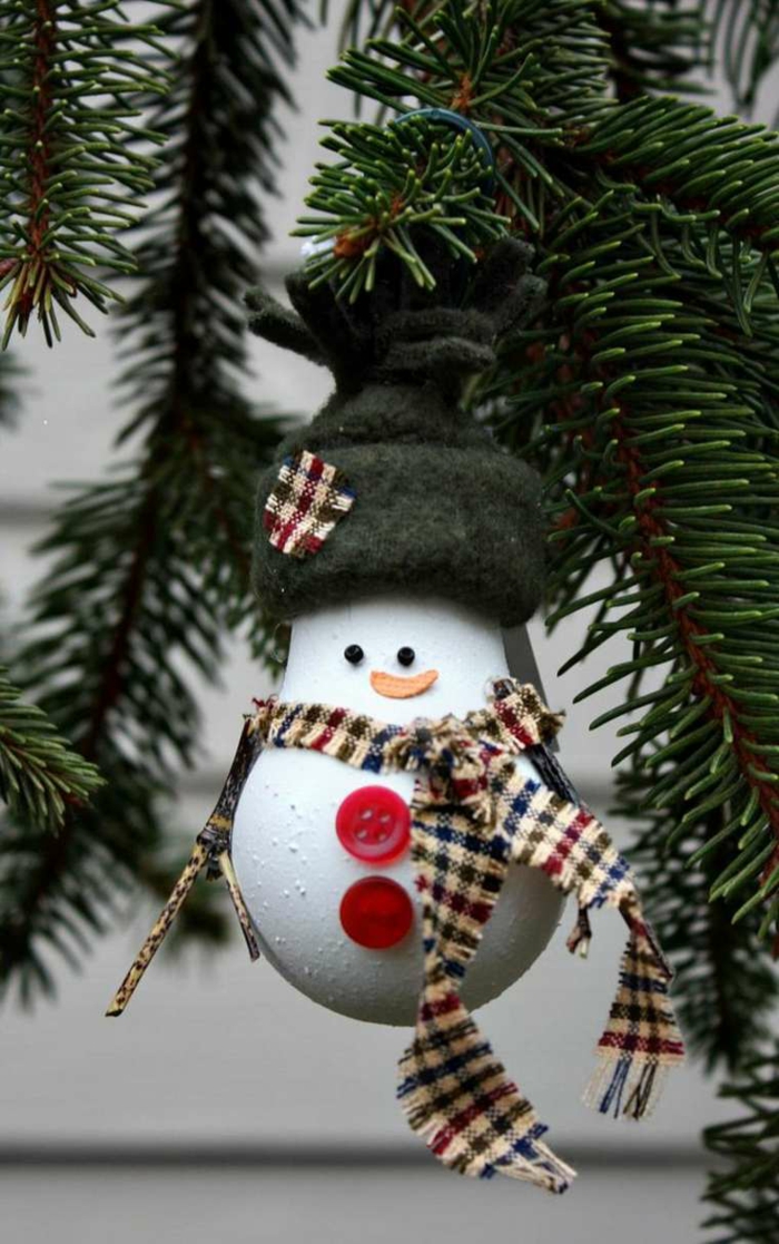weihnachtsdekoration ideen christbaumschmuck schneemann selber machen alte glühbirne