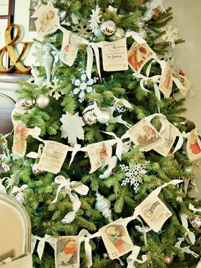 weihnachtsdekoration ideen vintage weihnachtsbaum weihnachtskugeln