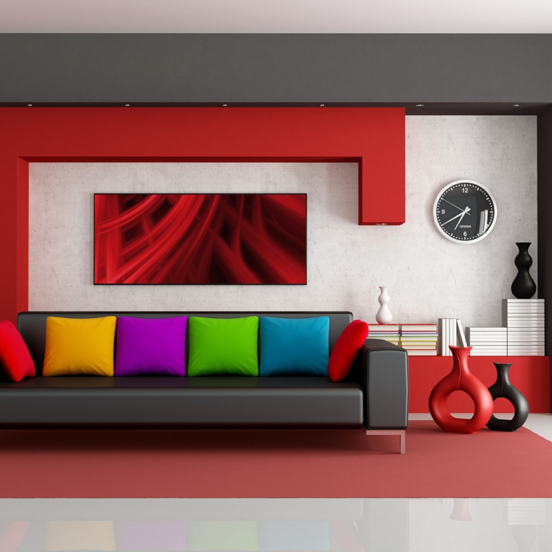 wohnzimmer wandfarbe ideen moderne wandfarben rot weiß