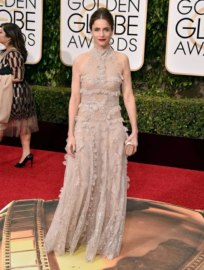 Abendkleider lang Golden Globes 2016 amanda peet Alexander McQueen