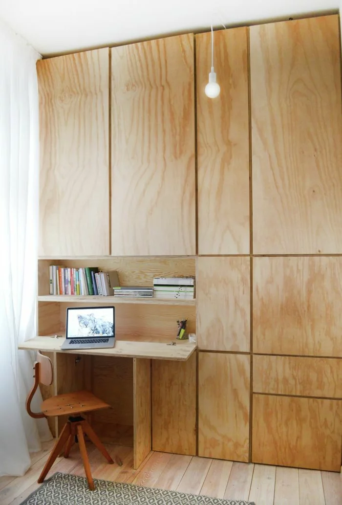 DIY Schreibtisch selber bauen Holzschrank Arbeitstisch