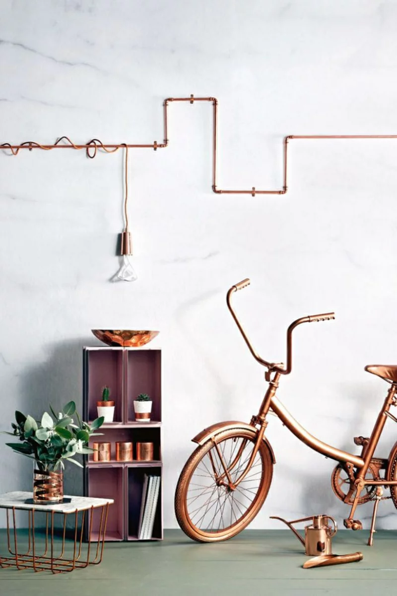 Kreative Einrichtungsideen DIY Deko Ideen Fahrrad Kupfer Farbe