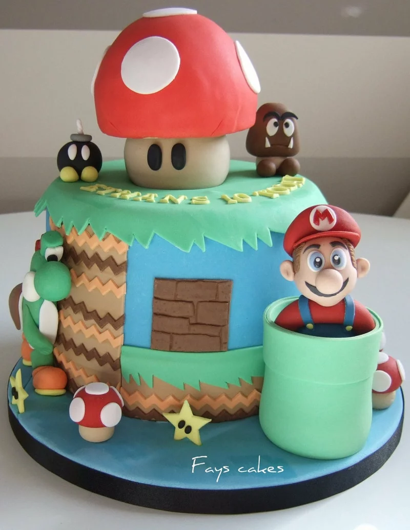 Super Mario Tortendeko Geburtstagskuchen Bilder Kindergeburtstagstorten