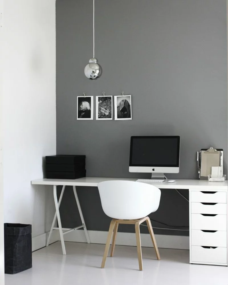 Wandfarbe Grau Arbeitszimmer skandinavisch einrichten Wandfarben kombinieren
