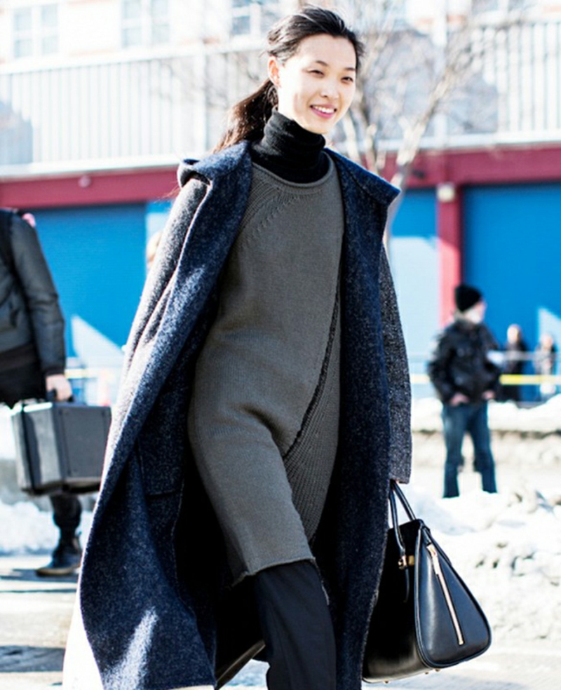 Wintermode Sweatshirt Damen Longpulli Grau Reißverschluss oversize mantel