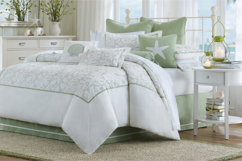 ausgefallene Bettwäsche maritimer Stil weiß hellgrün