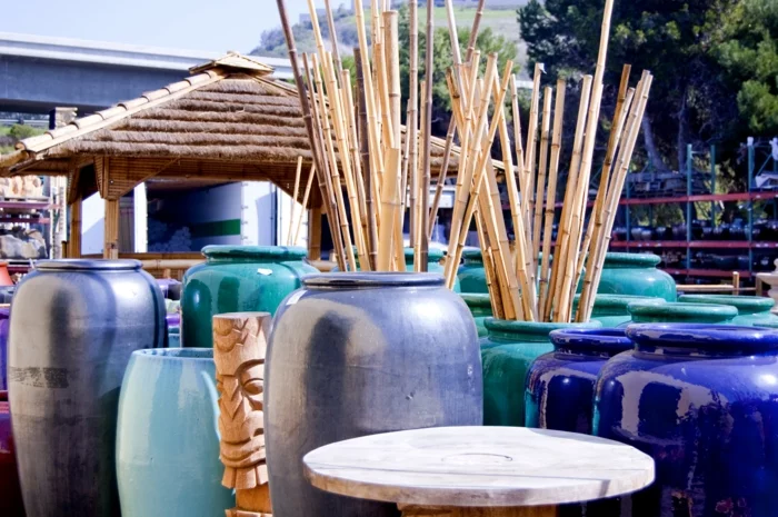 bambusstangen deko bambusstangen keramikvasen ethnodekoration