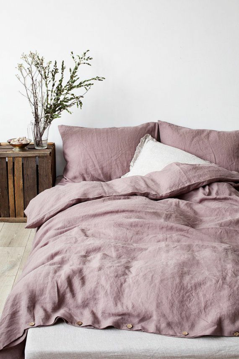 einfarbige Bettwäsche rosa romantisch Bettlaken