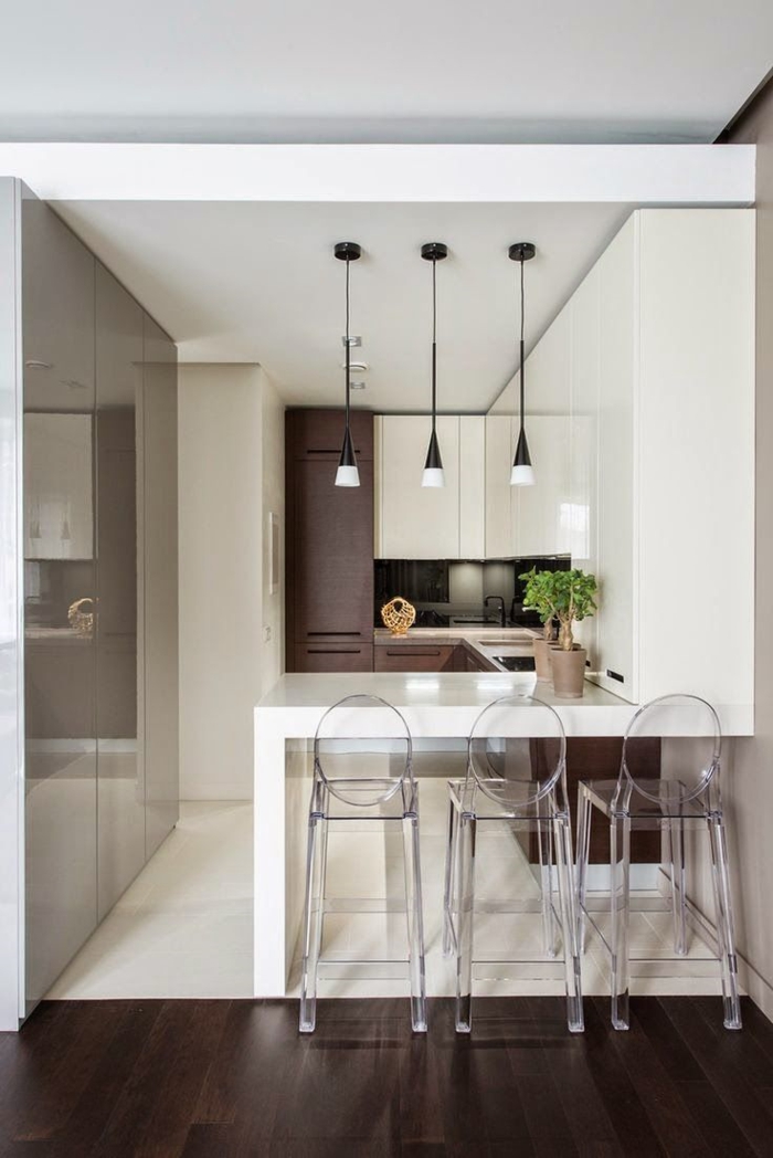 einrichtungsideen-küche-einrichtungstipps barhocker bartheke weiß durchsichtig minimalistisch wohnen moderne kueche