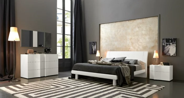 gardinen blickdicht wohnideen schlafzimmer dunkle elegante vorhänge cooler teppich