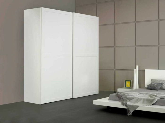 kleiderschrank weiß elegant schlafzimmer einrichten minimalistisches bett
