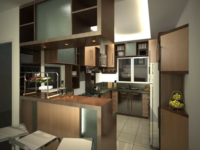 kleine küchen einrichten stilvoll bodenfliesen wohnideen küche