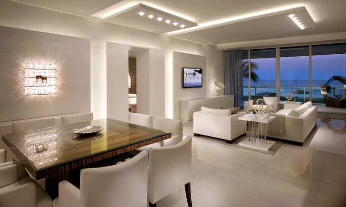 raumgestaltung beleuchtung modern led wohnzimmer esszimmer