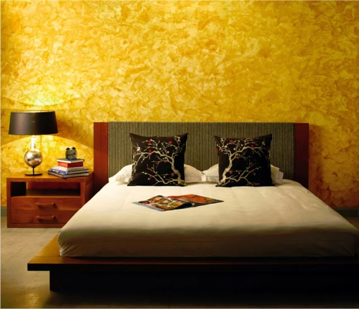 wandfarben 2016 trendfarben schlafzimmer goldglanz wandgestaltung wanddekoration trendfarbe