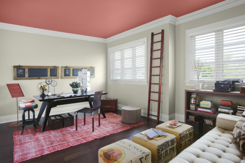 weiße Wandfarbe Deckenfarbe pink Home Office Wandfarben kombinieren