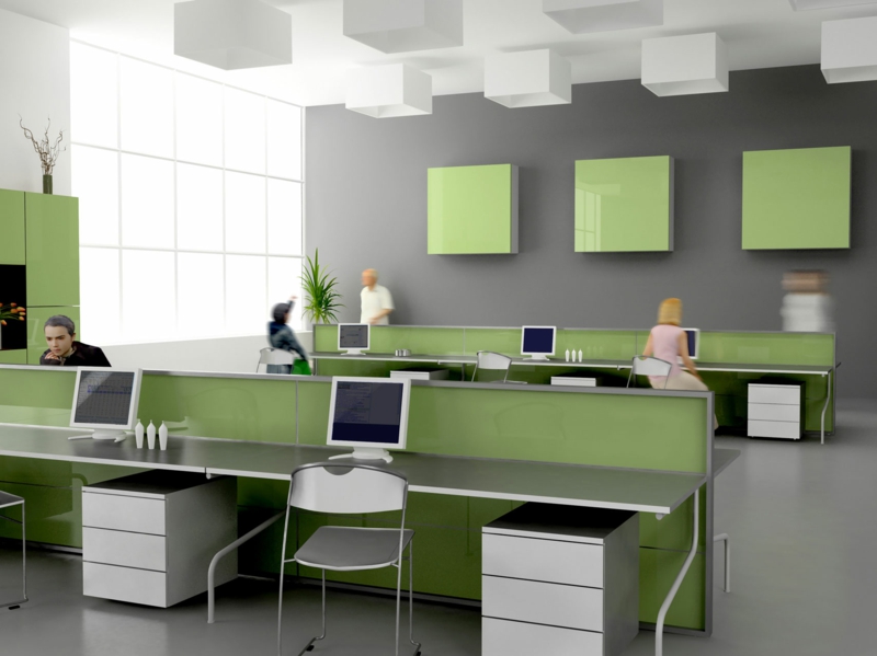 weiße Wandfarbe Office gestalten Wandfarbe Grau Büromöbel