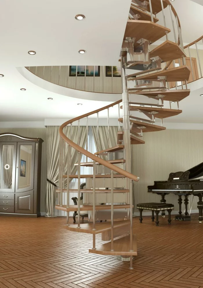 wendeltreppen innetreppen design wohnideen wohnzimmer klavier