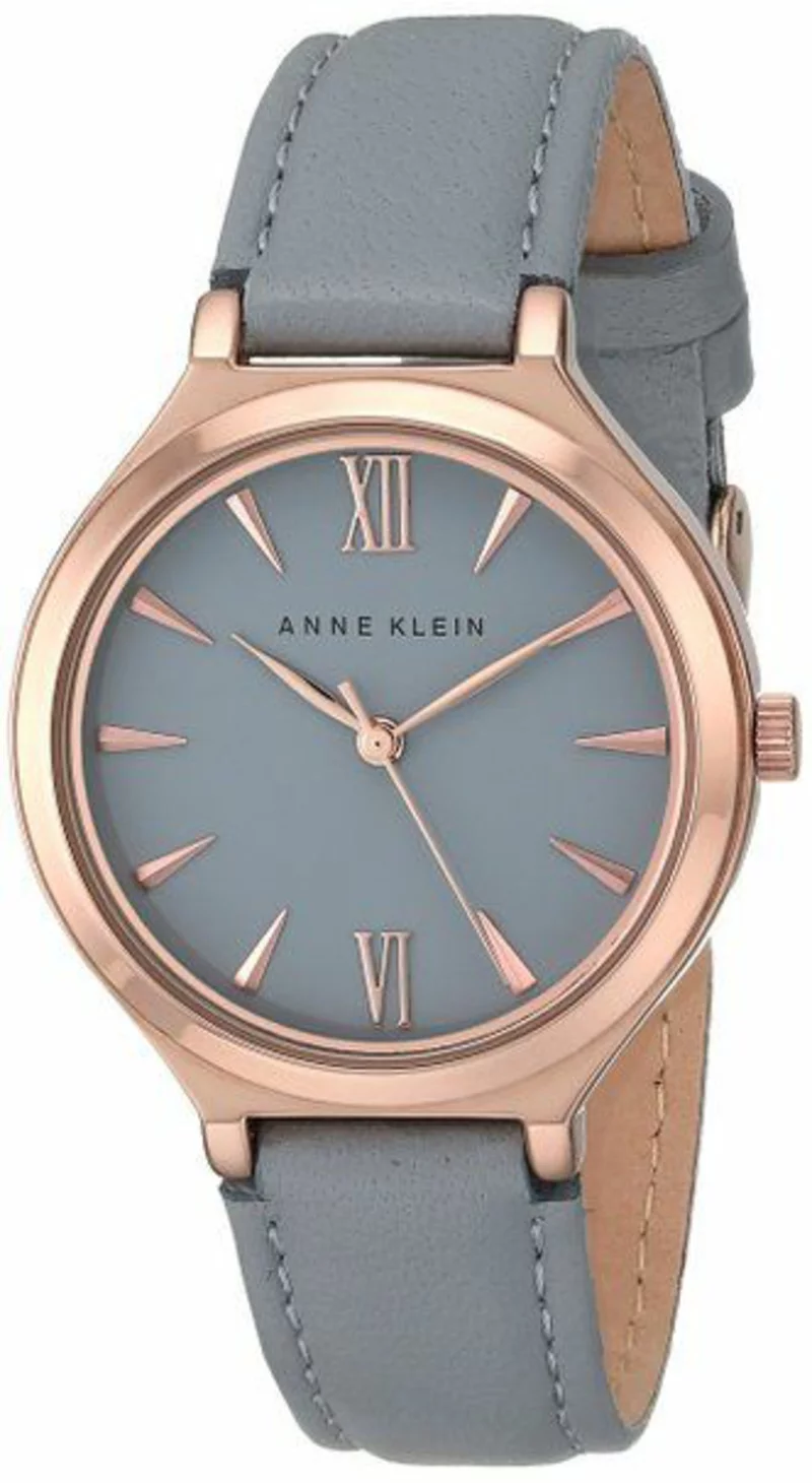 Anne Klein Damenuhren Design Leder Armbanduhr Damen grau