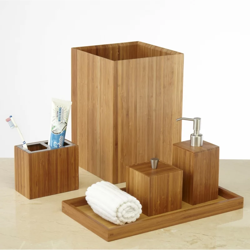 Badaccessoires Holz Badezimmer einrichten