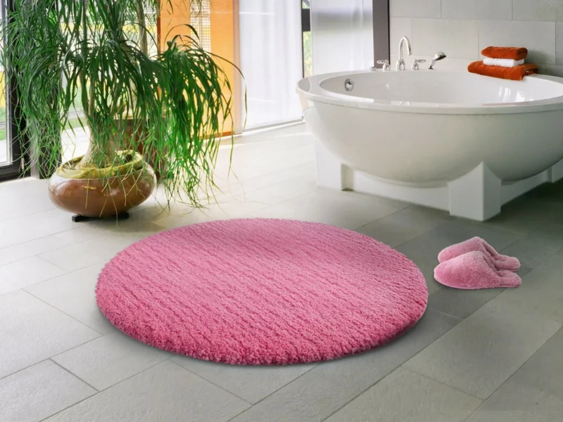 Badzubehör Badaccessoires Badezimmer einrichten Badvorleger rosa rund