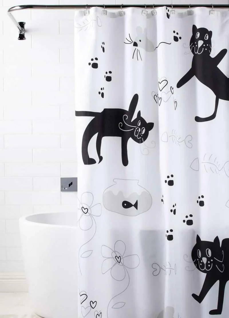 Badzubehör Badaccessoires Duschvorhang Katzen Badezimmer einrichten