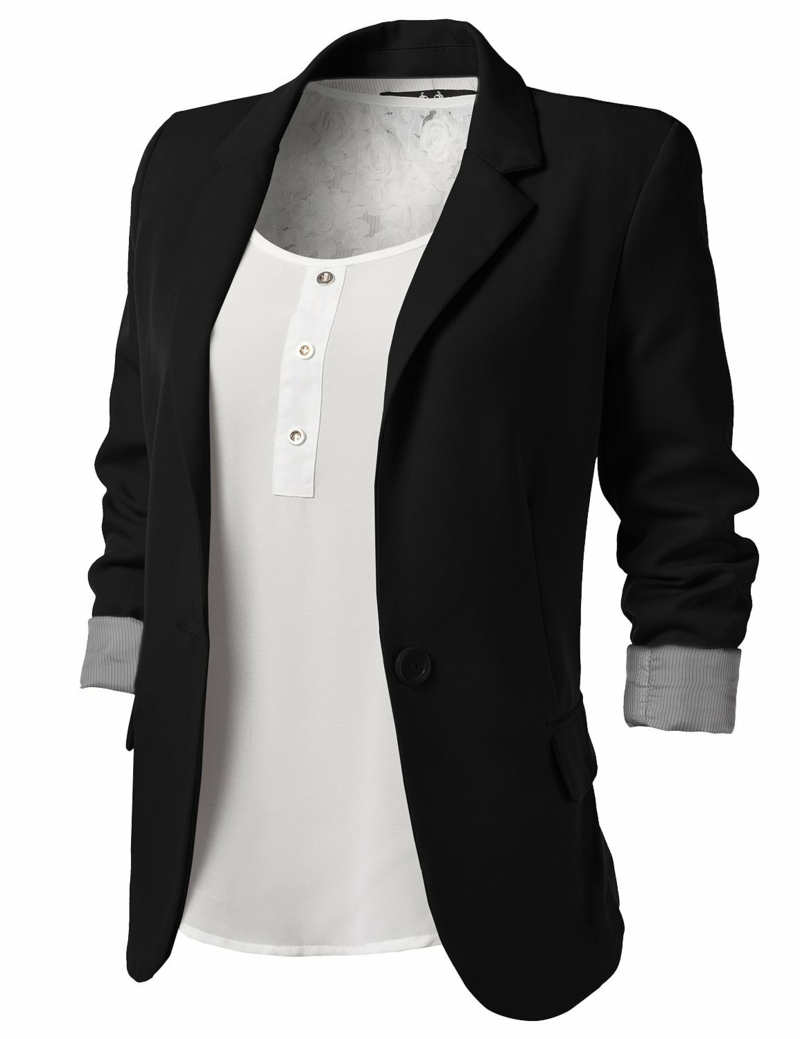 Damen H&M Sakko schwarz elegant sportlich mit weißem Top