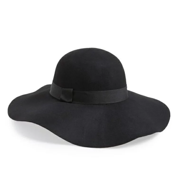 neueste Trends in Damenmode und Stylingstipps eleganter schwarzer Filzhut mit breiter Krempe