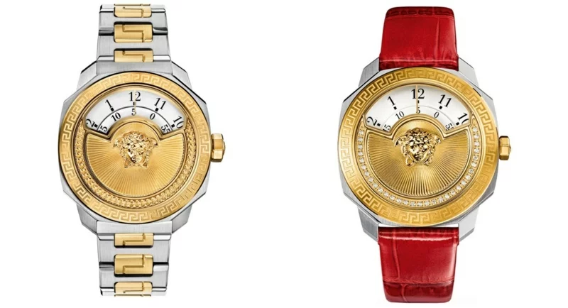 Damenuhren gold elegantes Design rotes Uhrenarmband Leder