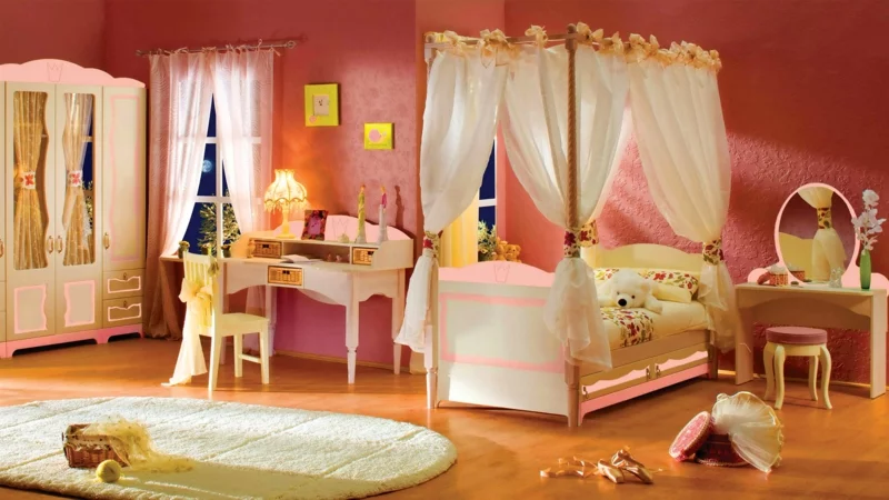Einrichtungsideen Kinderzimmer gestalten Mädchen Kinderzimmergestaltung Himmelbett