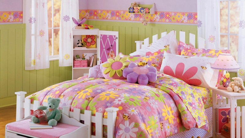 Einrichtungsideen Kinderzimmer gestalten Mädchen Kinderzimmergestaltung Mädchenzimmer Blumen
