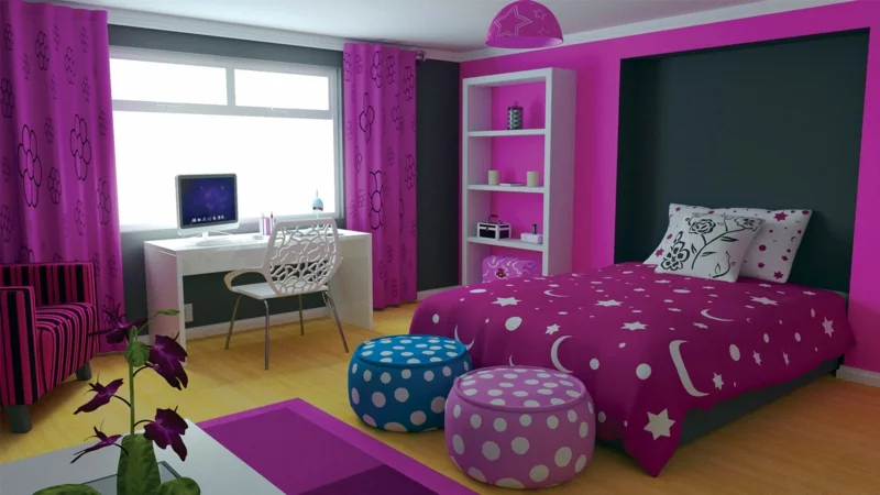 Einrichtungsideen Kinderzimmer gestalten Mädchen Kinderzimmergestaltung Mädchenzimmer Farbe