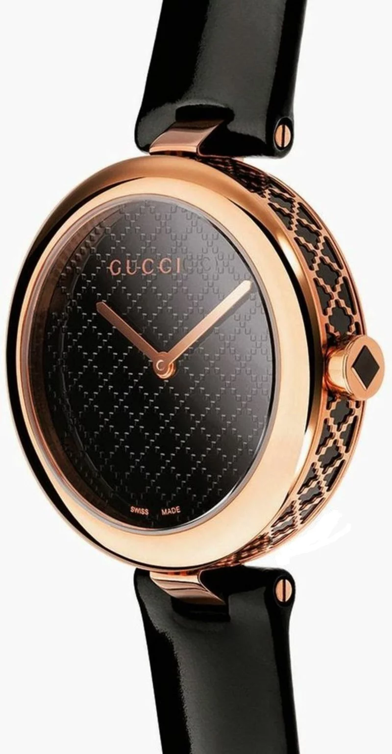 Gucci Damenuhren elegantes Design Leder Armbanduhr Damen schwarz