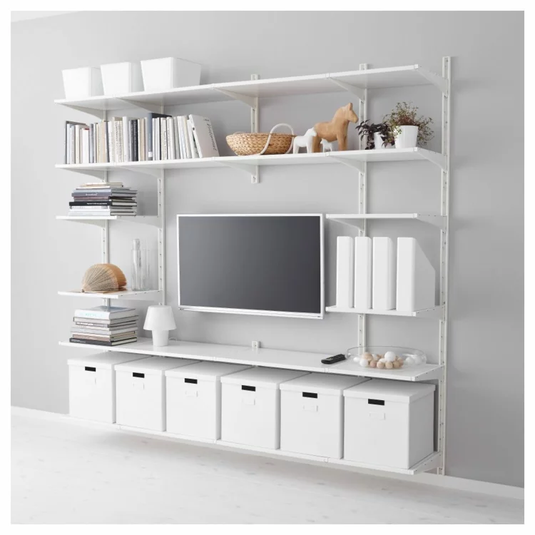 Ikea Regale im Wohnzimmer Regale für mehr Stauraum Ikea TV Wand im modernen Design 